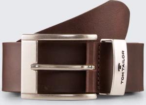 TOM TAILOR Herren TTTOM Ledergürtel mit eckiger Dornschließe, braun, Logo Print, Gr. 85