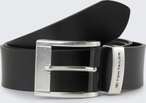 TOM TAILOR Herren TTTOM Ledergürtel mit eckiger Dornschließe, schwarz, Logo Print, Gr. 120
