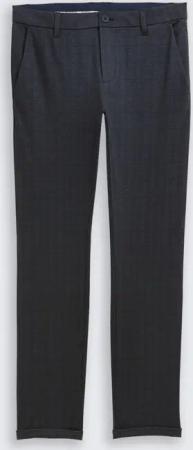 TOM TAILOR Herren TTTRAVIS SLIM Chino Hose aus Piqué Jersey, blau, Kariert, Gr. 32/34