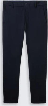 TOM TAILOR Herren TTTRAVIS SLIM Chino Hose aus Piqué Jersey, blau, Uni, Gr. 32/34