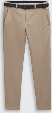 TOM TAILOR Herren TTTRAVIS SLIM Chino Hose mit Gürtel, beige, Meliert, Gr. 38/32