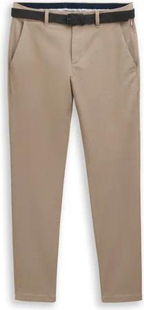 TOM TAILOR Herren TTTRAVIS SLIM Chino Hose mit Gürtel, beige, Meliert, Gr. 38/32