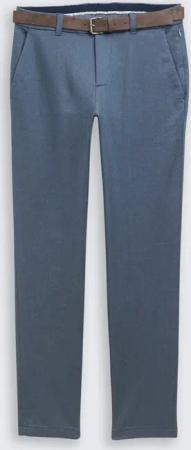 TOM TAILOR Herren TTTRAVIS SLIM Chino Hose mit Gürtel, blau, Meliert, Gr. 31/34