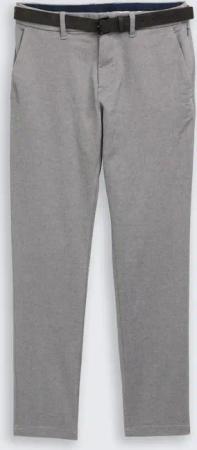 TOM TAILOR Herren TTTRAVIS SLIM Chino Hose mit Gürtel, blau, Meliert, Gr. 34/30