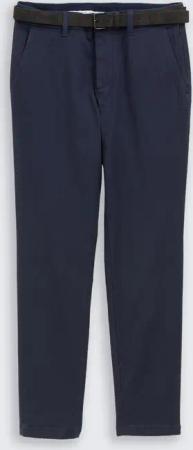 TOM TAILOR Herren TTTRAVIS SLIM Chino Hose mit Gürtel, blau, Meliert, Gr. 36/34