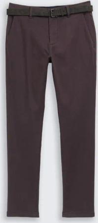 TOM TAILOR Herren TTTRAVIS SLIM Chino Hose mit Gürtel, braun, Meliert, Gr. 33/32