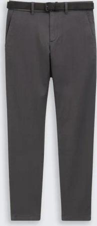 TOM TAILOR Herren TTTRAVIS SLIM Chino Hose mit Gürtel, grau, Meliert, Gr. 30/32