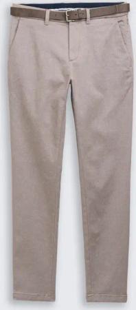 TOM TAILOR Herren TTTRAVIS SLIM Chino Hose mit Gürtel, weiß, Meliert, Gr. 34/34