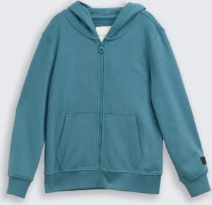 TOM TAILOR Jungen Basic Hoodie Sweatjacke, grün, Uni, Gr. 140