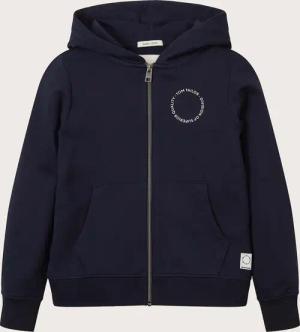 TOM TAILOR Jungen Hoodie Sweatjacke mit Print, blau, Uni, Gr. 164