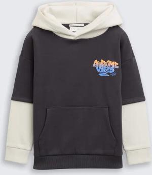 TOM TAILOR Jungen Hoodie Sweatshirt im 2-in-1-Look, grau, Uni, Gr. 92/98