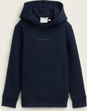 TOM TAILOR Jungen Hoodie Sweatshirt mit Logo-Print, blau, Uni, Gr. 116/122