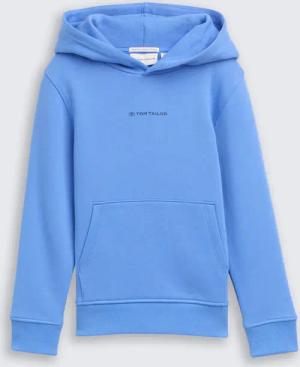 TOM TAILOR Jungen Hoodie Sweatshirt mit Logo-Print, blau, Uni, Gr. 116/122