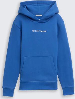 TOM TAILOR Jungen Hoodie Sweatshirt mit Logo-Print, blau, Uni, Gr. 164