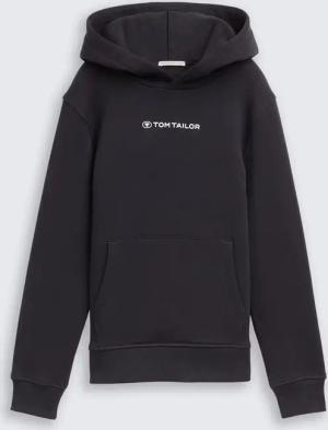 TOM TAILOR Jungen Hoodie Sweatshirt mit Logo-Print, grau, Uni, Gr. 128