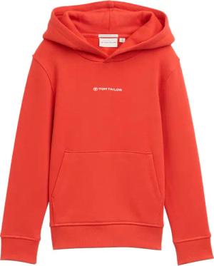 TOM TAILOR Jungen Hoodie Sweatshirt mit Logo-Print, rot, Uni, Gr. 128/134