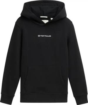 TOM TAILOR Jungen Hoodie Sweatshirt mit Logo-Print, schwarz, Uni, Gr. 140