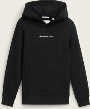 TOM TAILOR Jungen Hoodie Sweatshirt mit Logo-Print, schwarz, Uni, Gr. 140