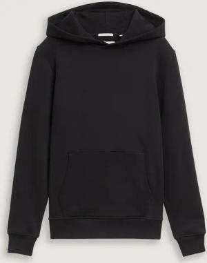 TOM TAILOR Jungen Hoodie Sweatshirt mit Rückenprint, schwarz, Uni, Gr. 164