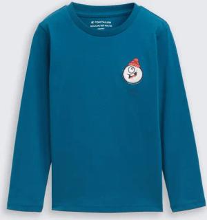 TOM TAILOR Jungen Langarmshirt mit Print, grün, Uni, Gr. 104/110