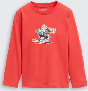 TOM TAILOR Jungen Langarmshirt mit Print, rot, Uni, Gr. 116/122