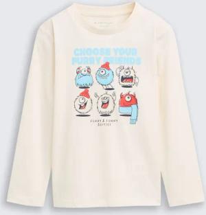 TOM TAILOR Jungen Langarmshirt mit Print, weiß, Uni, Gr. 116/122