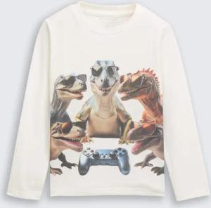 TOM TAILOR Jungen Langarmshirt mit Print, weiß, Uni, Gr. 92/98