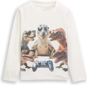 TOM TAILOR Jungen Langarmshirt mit Print, weiß, Uni, Gr. 92/98