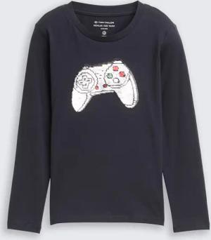 TOM TAILOR Jungen Langarmshirt mit Wendepailletten, grau, Uni, Gr. 92/98