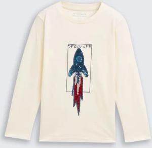 TOM TAILOR Jungen Langarmshirt mit Wendepailletten, weiß, Uni, Gr. 92/98