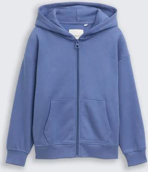 TOM TAILOR Jungen Oversize Hoodie Sweatjacke mit Rückenprint, blau, Uni, Gr. 164
