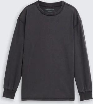 TOM TAILOR Jungen Oversize Langarmshirt, schwarz, Uni, Gr. 152