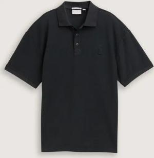 TOM TAILOR Jungen Oversize Poloshirt mit Logo Badge, schwarz, Uni, Gr. 128