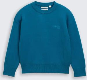 TOM TAILOR Jungen Oversize Strickpullover mit Print, grün, Uni, Gr. 104/110