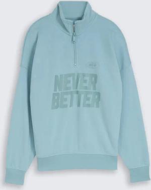 TOM TAILOR Jungen Oversize Troyer Sweatshirt, blau, Uni, Gr. 152