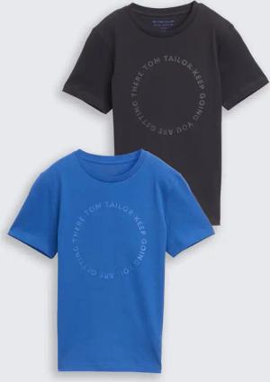 TOM TAILOR Jungen Slim Fit T-Shirt im 2er-Pack, blau, Uni, Gr. 140