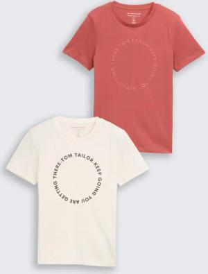 TOM TAILOR Jungen Slim Fit T-Shirt im 2er-Pack, rot, Uni, Gr. 176