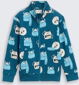 TOM TAILOR Jungen Sweatjacke mit Allover-Print, blau, Gemustert, Gr. 92/98