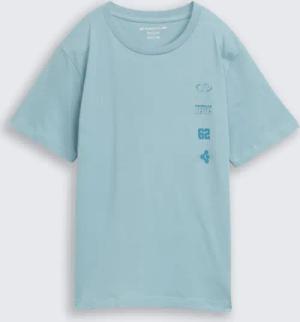 TOM TAILOR Jungen T-Shirt mit Print, blau, Uni, Gr. 152