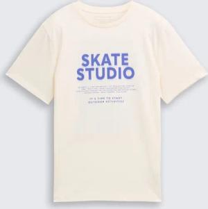 TOM TAILOR Jungen T-Shirt mit Print, weiß, Uni, Gr. 164