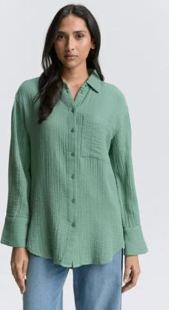 TOM TAILOR Langarmbluse Blusen & Shirts Oversize Musselin Hemdbluse