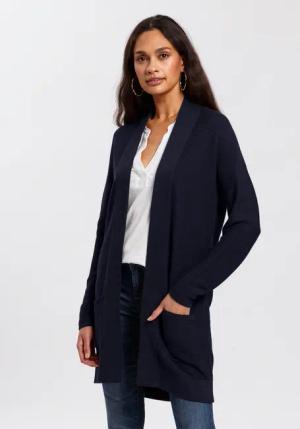 TOM TAILOR Longstrickjacke aus Rippstrick mit aufgesetzten Taschen