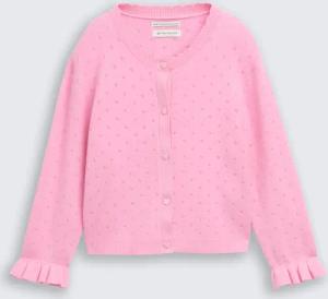 TOM TAILOR Mädchen Ajour Cardigan mit Herzknöpfen, rosa, Uni, Gr. 128/134
