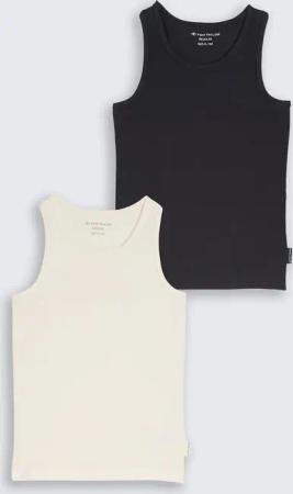 TOM TAILOR Mädchen Basic Ripp Top im 2er-Pack, weiß, Uni, Gr. 164