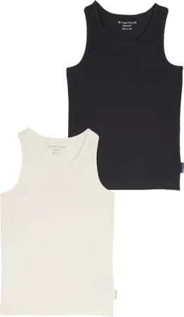 TOM TAILOR Mädchen Basic Ripp Top im 2er-Pack, weiß, Uni, Gr. 176
