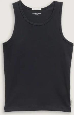 TOM TAILOR Mädchen Basic Ripp Top mit Bio-Baumwolle, schwarz, Uni, Gr. 140