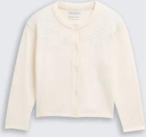 TOM TAILOR Mädchen Cardigan mit Stickerei, braun, Uni, Gr. 128/134