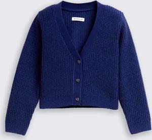 TOM TAILOR Mädchen Cardigan mit V-Ausschnitt, blau, Uni, Gr. 128/134