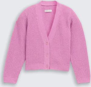TOM TAILOR Mädchen Cardigan mit V-Ausschnitt, rosa, Uni, Gr. 116/122