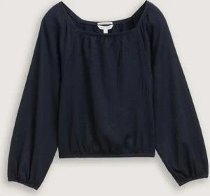 TOM TAILOR Mädchen Cropped Bluse mit Struktur, blau, Uni, Gr. 128